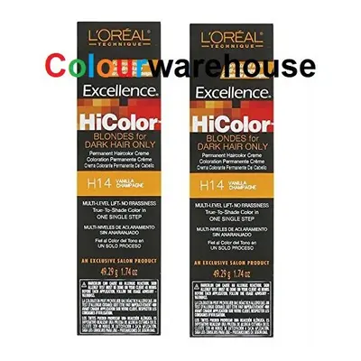 (H14 â 2pcs) L'Oreal HiColor H14 Vanilla Champagne, Blondes For Dark Hair Only