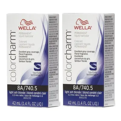 (8A/740 - pack of 2) Wella 12A Frosty Ash Color Charm Permanent Liquid Haircolor & Developer (Vo