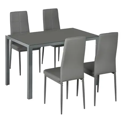 HOMCOM Piece Dining Set Table and Chairs Set for Persons Kitchen Glasstop