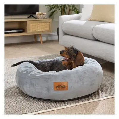 (Grey, Large) Paws for Slumber Donut Pet Bed