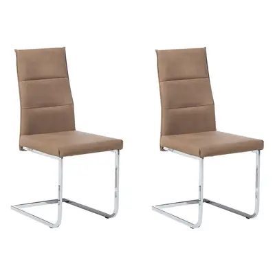 Set of Dining Chairs ROCKFORD Faux Leather Sand Beige