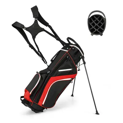 Golf Stand Bag Golf Club Bag Men & Women w/ Way Top Dividers-Red