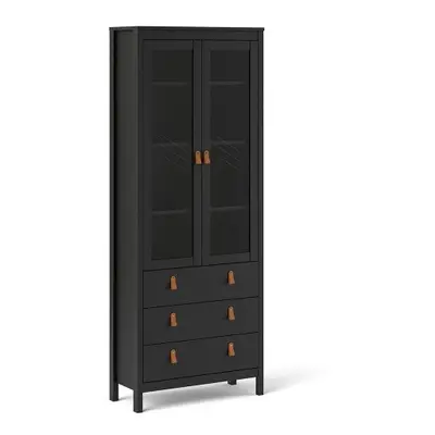 (Barcelona China cabinet doors w/glass + drawers in Matt Black) Barcelona China cabinet doors w/