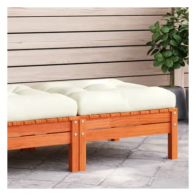 vidaXL Patio Footstool with Cushion Wax Brown Solid Wood Pine