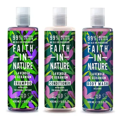 Lavender Shampoo, Conditioner & Body Wash Trio | Vegan | Cruelty Free | 99% Natural Fragrance | 