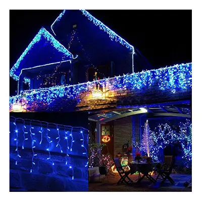 Icicle Christmas Fairy Lights Waterproof Outdoor/Indoor use. Blue LED 4M Wide Plus a Massive 10M