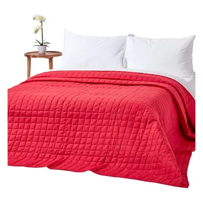 (Red & White, x cm) Cotton Quilted Reversible Bedspread