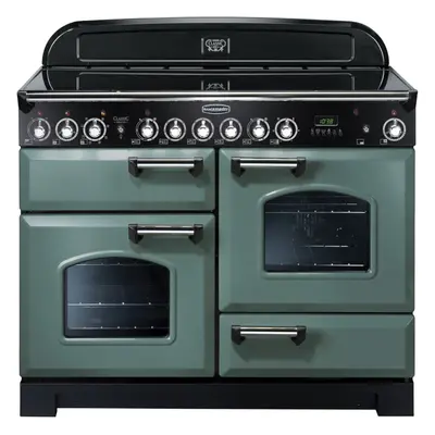 Rangemaster CDL110ECMG/C Classic Deluxe Mineral Green with Chrome Trim 110cm Ceramic Range Cooke