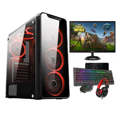 Fast Gaming PC Full Set Up-i5 16GB RAM 1TB GTX1050Ti WiFi FANS RED