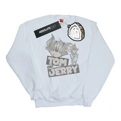 (M, White) Tom and Jerry Mens Wink Sweatshirt