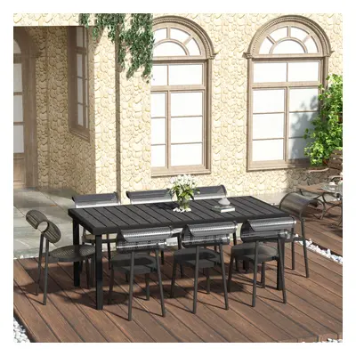 Outsunny Garden Dining Table for 8, Aluminium Frame for Patio, Black