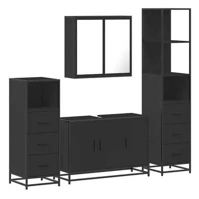 (black) vidaXL 4ÃÂ Piece Bathroom Furniture SetÃÂ Black Engineered Wood bathroom cabinet