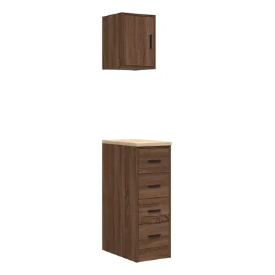 vidaXL Garage Cabinets pcs Brown Oak Engineered Wood cabinet tool cabinet