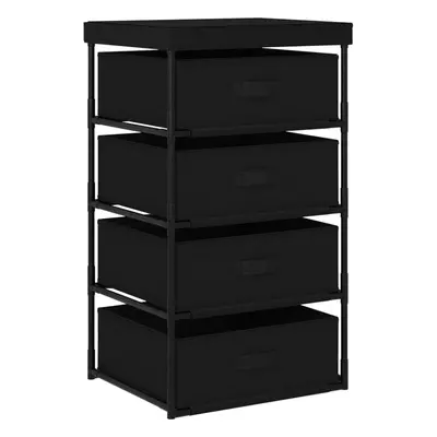 vidaXL Storage Rack with Fabric Baskets Steel Black Drawer Cabinet Holder