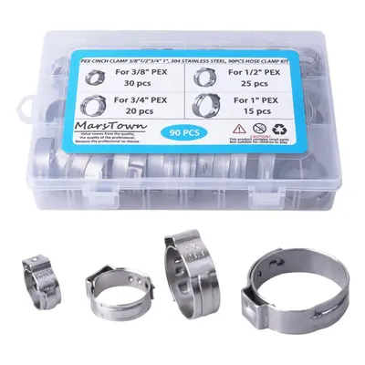 (60pcs) 60Pcs/90Pcs PEX Cinch Clamp Hose Clamp Kit Stainless Steel Single Ear Stepless Clip Ring