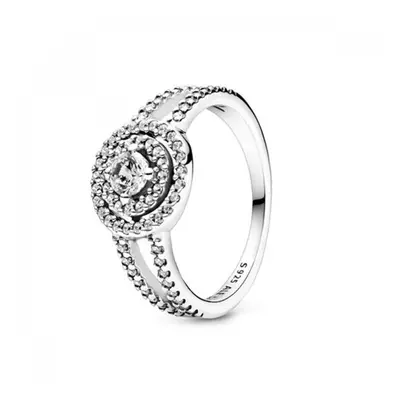 Pandora Jewelry Sparkling Double Halo Ring for Women - Sterling Silver with Cubic Zirconia - Siz