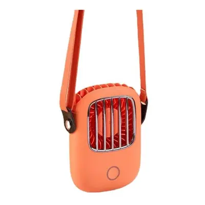 (Orange) Handheld Hanging Neck Mini Fan Portable USB Charging Desktop Fan Three Gears Low Noise 