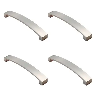 4x Flat Curved Bow Pull Handle x 25mm 224mm Fixing Centres Satin Nickel