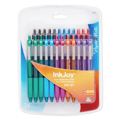 Paper Mate InkJoy 300RT Retractable Ballpoint Pen, Medium Point, Assorted Colors, 24-Count