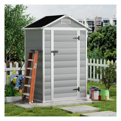 4X3FT Apex Roof Garden Plastic Storage Shed with Lockable Door