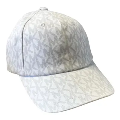 Michael Kors MK Logo Signature Hat White MK Gray Logo Print Stretch Co