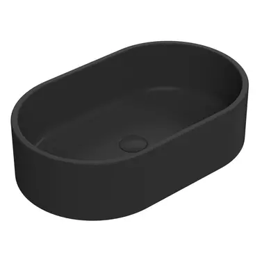 Oval Matt Ceramic Countertop Vessel Without Overflow - 565mm - Matt Black