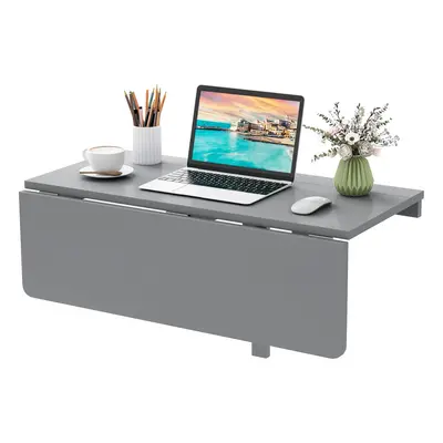 Wall Mounted Folding Table 80x60cm Drop-Leaf Floating Writing Desk-Grey