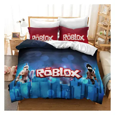 (02, King(220*240 cm)) ROBLOX Bedding Single Double Duvet Cover Cartoon Kids Quilt Cover