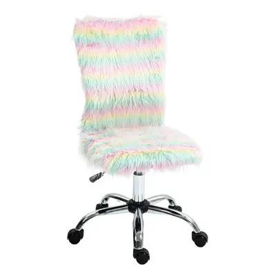 HOMCOM Fluffy Makeup Vanity Chair with No Arm, Swivel Wheels, Multicolour