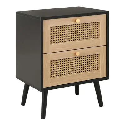 Bedside Drawer Cabinet Black Rattan Birlea Croxley Nightstand Side Table