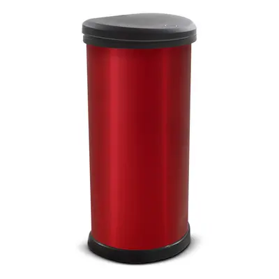 Metal Effect 70% Recycled Kitchen Accessories One Touch Deco Bin, Red, Litre