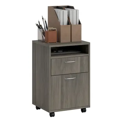 HOMCOM 60cm Filing Cabinet with Drawers and Open Shelf, Grey