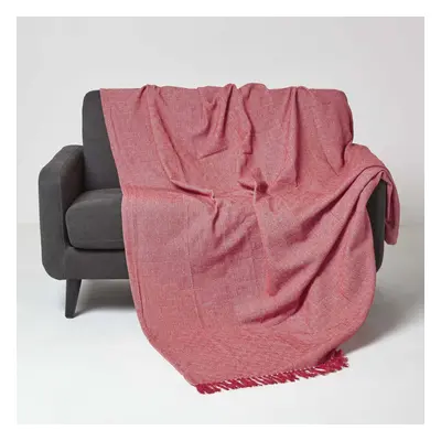 (Red, x cm) Malda Cotton Throw with Tassels