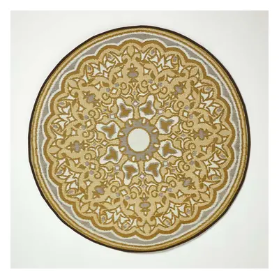 Rae Yellow Round Outdoor Rug, cm