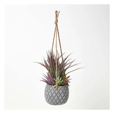 Artifical Hanging Succulents in Grey Pot