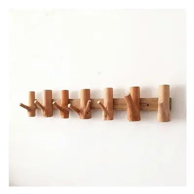 (Skinless natural wood color, length 70, height 13cm, hooks) Creative Solid Wood Hooks For Enter