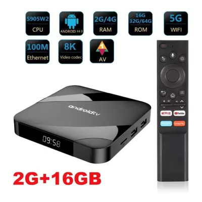 Bluetooth 5.2 ATV Android Smart TV Box 4GB 64GB AV1 S905W2 Quad Core 2.4G&5G Dual WIFI Voice Rem