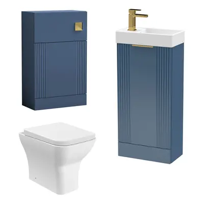 Cloakroom Suite - Vanity Unit, Tap and Toilet - Blue