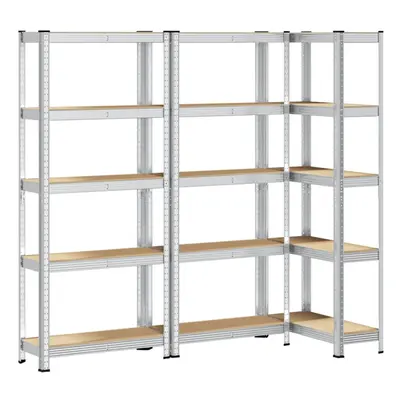 vidaXL 5-Layer Storage Shelves pcs Silver Steel&Engineered Wood