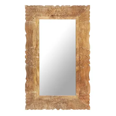 (brown) vidaXL Mirror Hanging Wall-Mounted Mirror Hall Makeup Mirror Solid Mango Wood