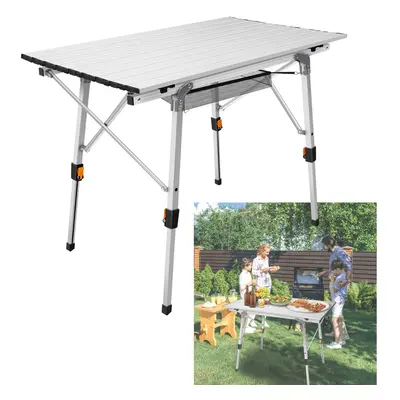 Folding Camping Table Aluminum Roll Up Portable Desk Picnic Table Height Adjustable with Carryin