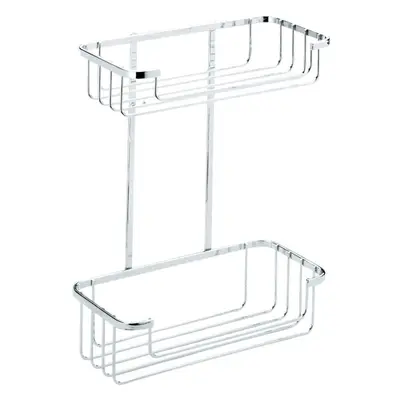 QM260541 Chrome 2-Tier Cosmetic Basket Shower Caddy, Year Rust Free Guarantee