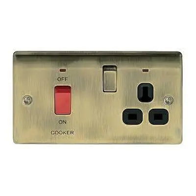 NEXUS METAL ANTIQUE BRASS 45A COOKER CONTROL UNIT WITH SWITCHED 13A POWER SOCKET, INCLUDES POWER