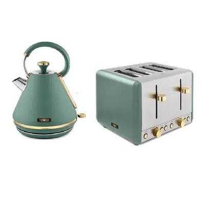 Tower Cavaletto JADE 1.7L 3kW Pyramid Kettle & matching Slice Toaster Set