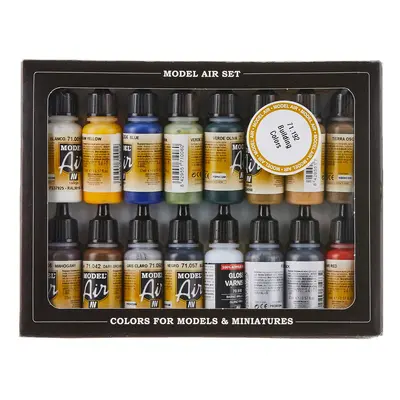 Vallejo Watercolor Building Set Model Air Paint 17ml (Pack of 16) Blue