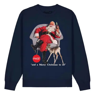 (XL, Navy) Coca-Cola Unisex Adult Santa Claus Sweatshirt