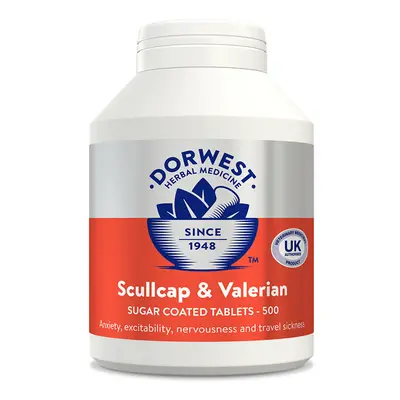 (500 Tablets) DORWEST HERBS SCULLCAP AND VALERIAN CALMS FIREWORKS, ,PHOBIAS, TRAVEL SICKNESS