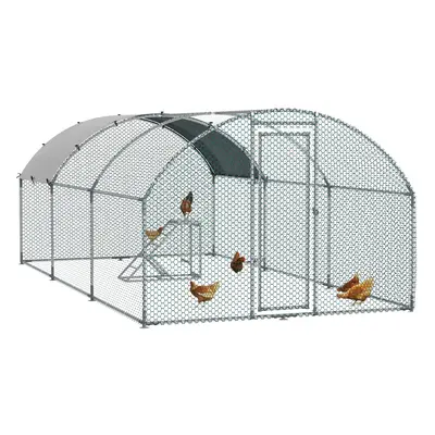 PawHut Walk In Chicken Run with Chicken Activity Shelf and Cover, 2.8 x 5.7 x 2m