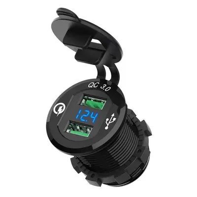 12V-24V QC3.0 Dual USB Quick Charger Socket For Automobile Car Boat Motorcycle Vehicle