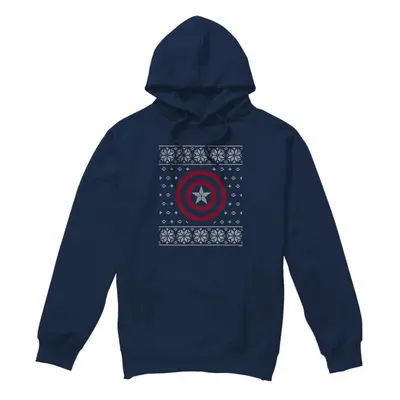 (XL, Navy) Captain America Mens Shield Hoodie